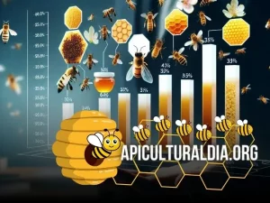 Gráfico de análisis de mercado con imágenes de productos apícolas