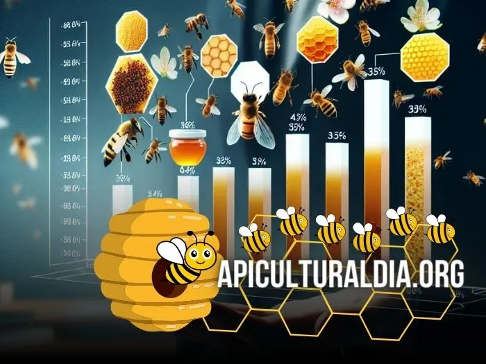 Gráfico de análisis de mercado con imágenes de productos apícolas