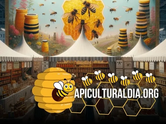 carpa de feria dedicada a productos apícolas