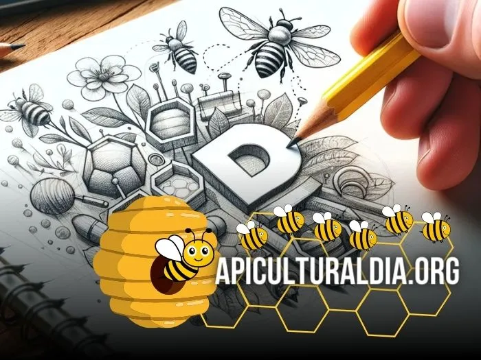 esbozando el diseño de un logo para productos apícolas